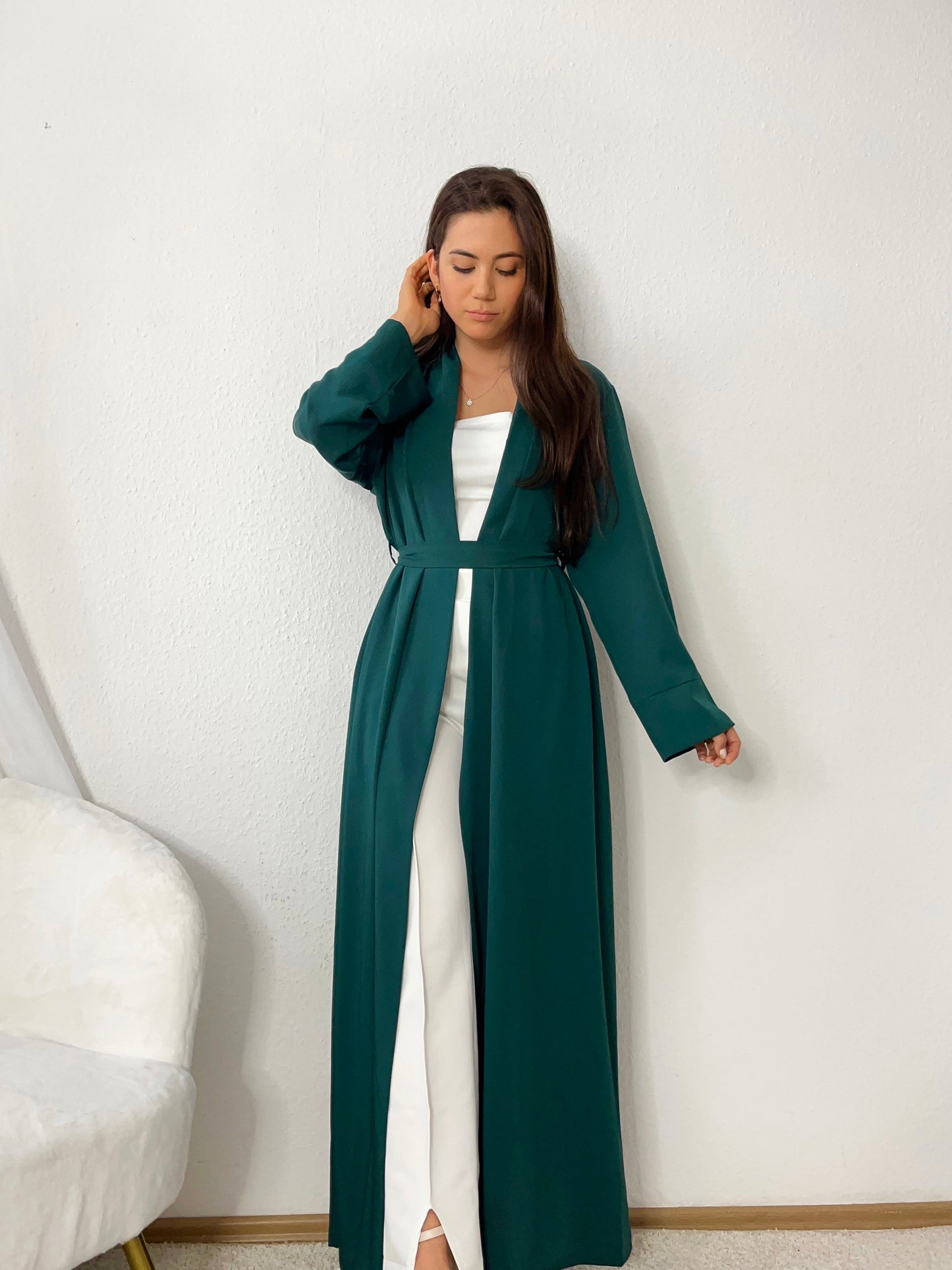 Langer Kimono mit Bindegürtel