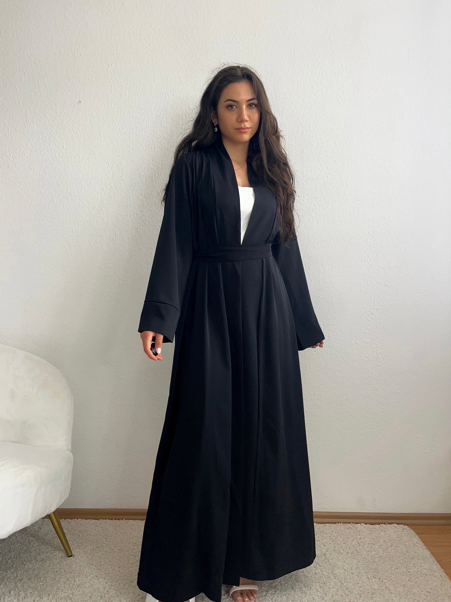 Langer Kimono mit Bindegürtel