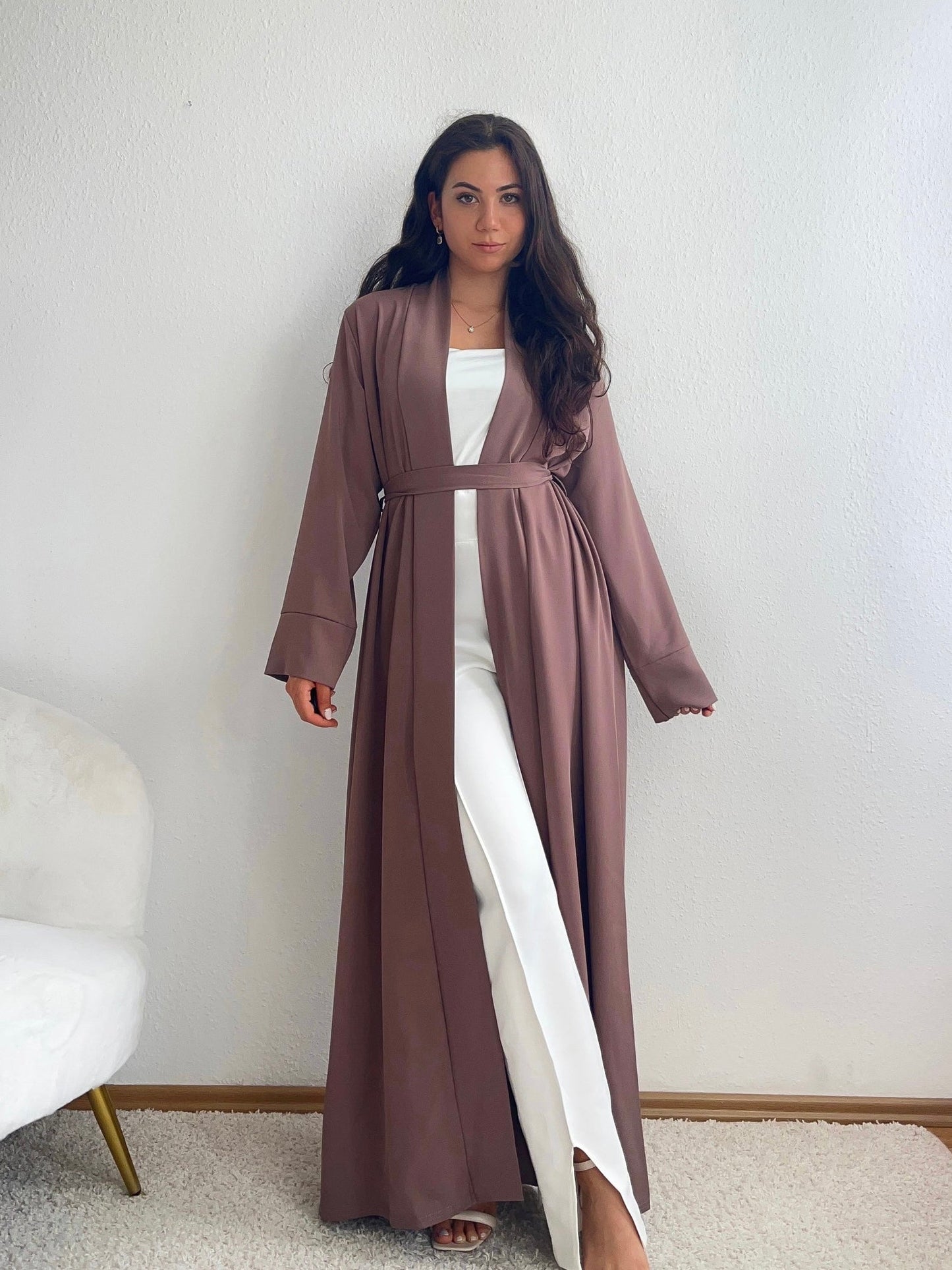 Langer Kimono mit Bindegürtel