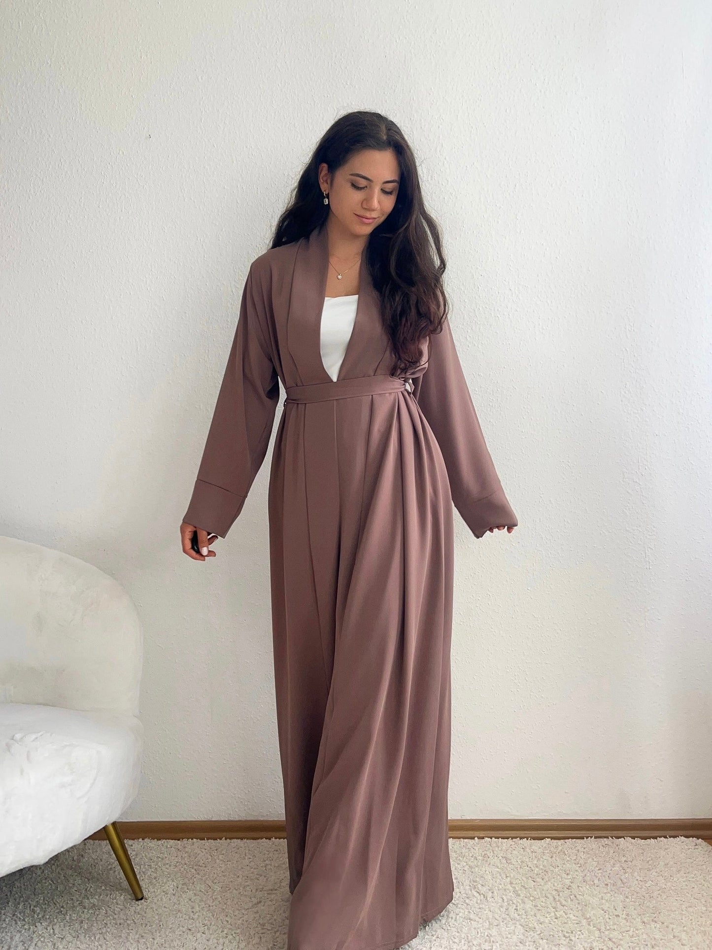 Langer Kimono mit Bindegürtel