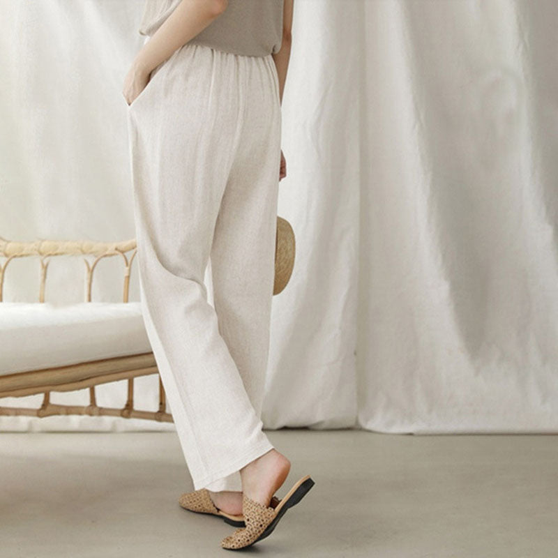 【Coton Et Lin】Lässige gerade Hose