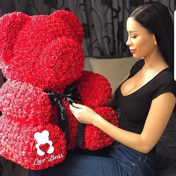 Urso de Rosas Teddy - 520 Rosas + BRINDE (CAIXA DE LUZES)