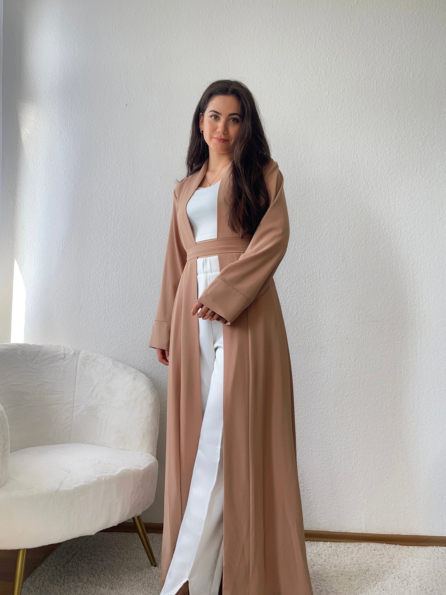 Langer Kimono mit Bindegürtel