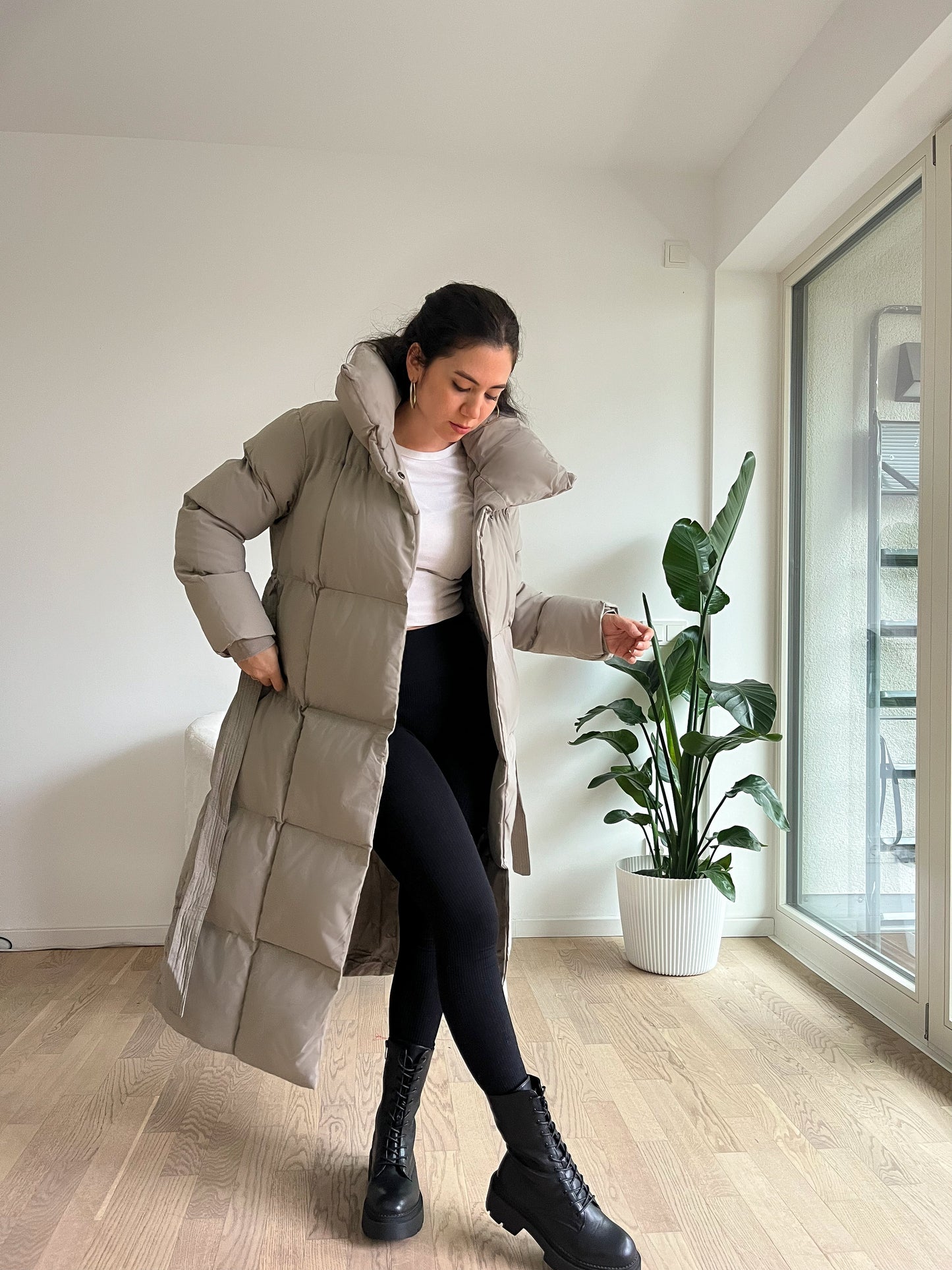 Lange Parka mit Gürtel