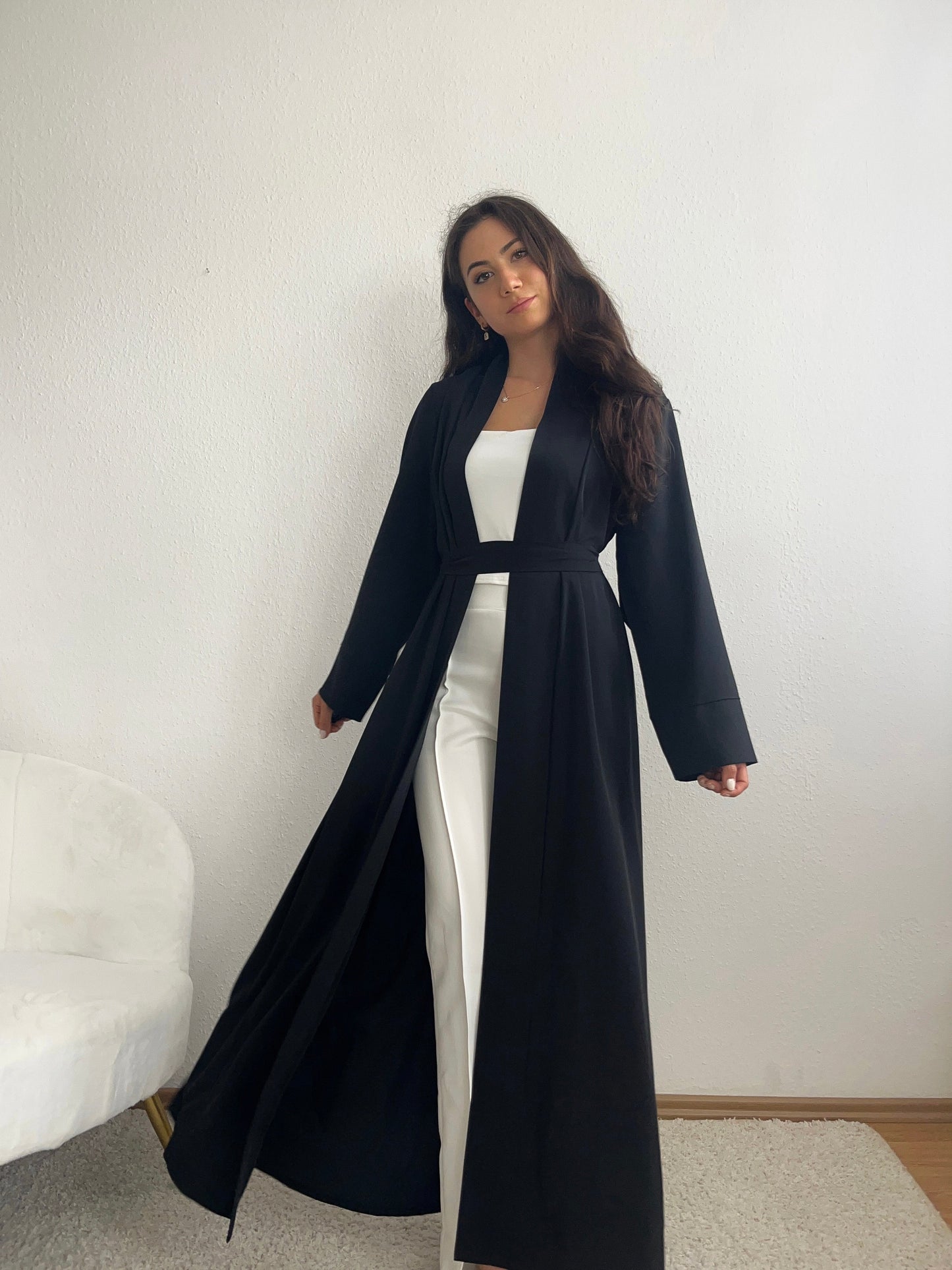 Langer Kimono mit Bindegürtel
