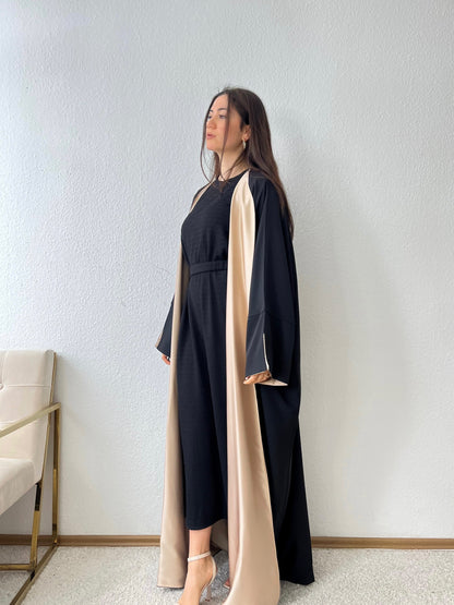 Zweifarbiger Satin-Kimono