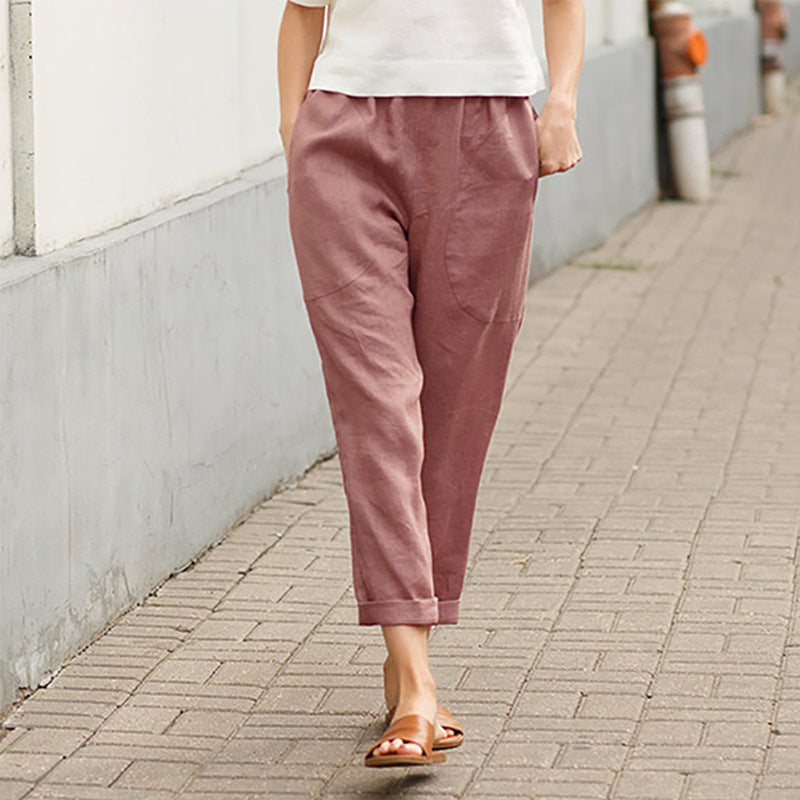 【Coton Et Lin】Lässige gerade Hose