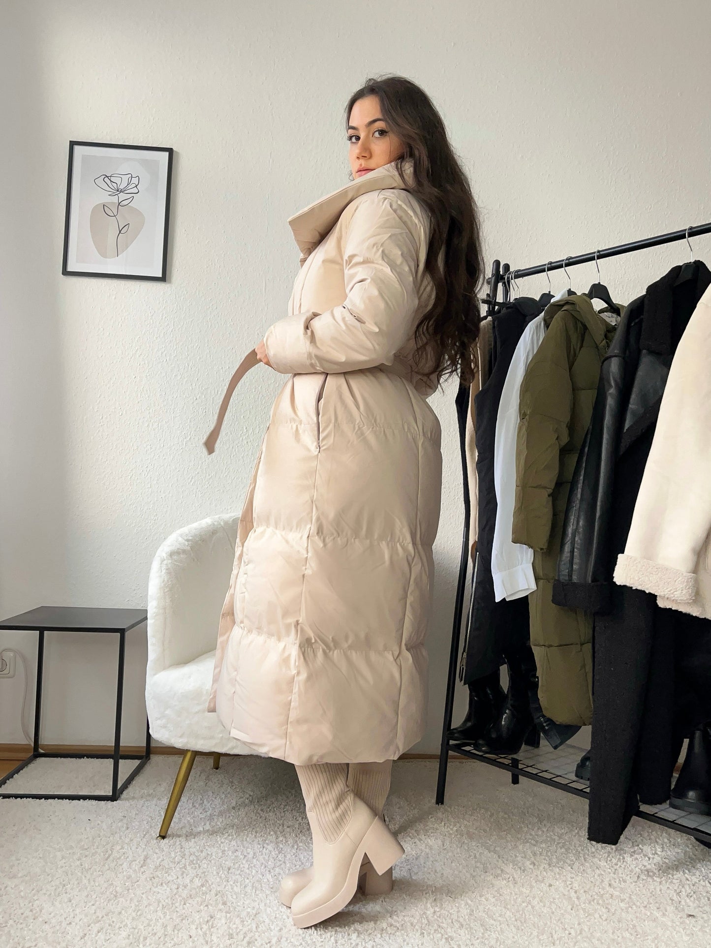 Lange Parka mit Gürtel