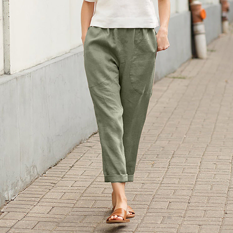 【Coton Et Lin】Lässige gerade Hose