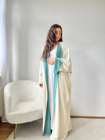 Zweifarbiger Satin-Kimono