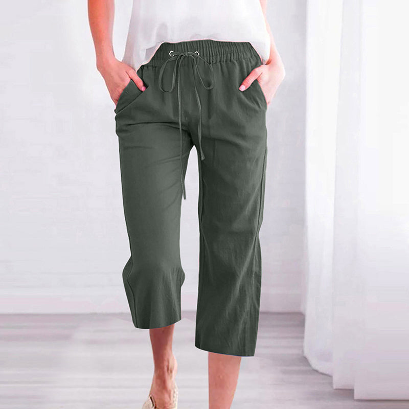【Coton Et Lin】Unifarbene Freizeit-Hose