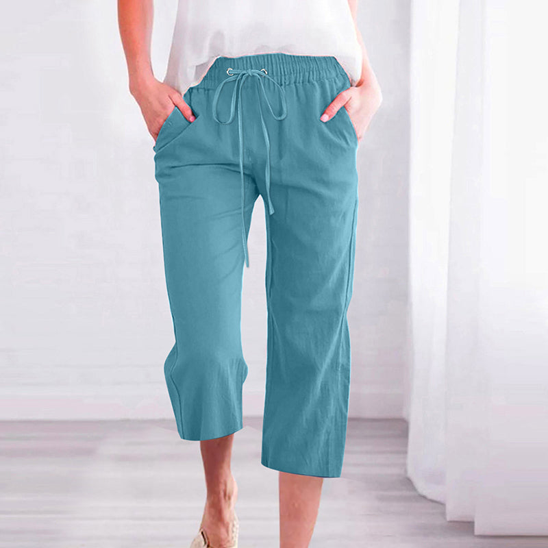 【Coton Et Lin】Unifarbene Freizeit-Hose