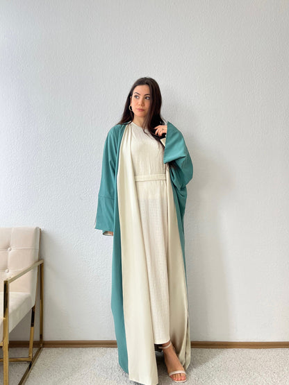 Zweifarbiger Satin-Kimono