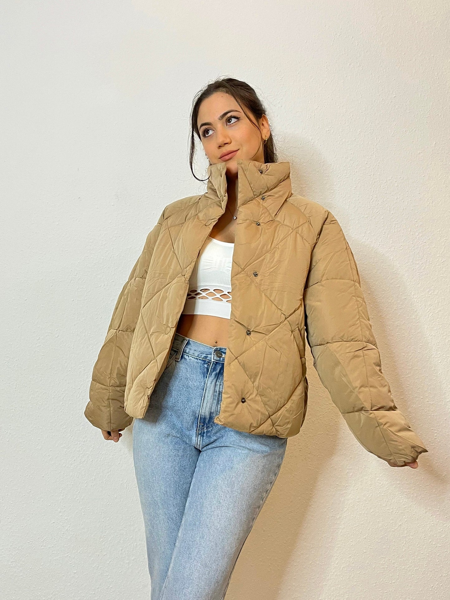 Steppjacke mit hohem Kragen