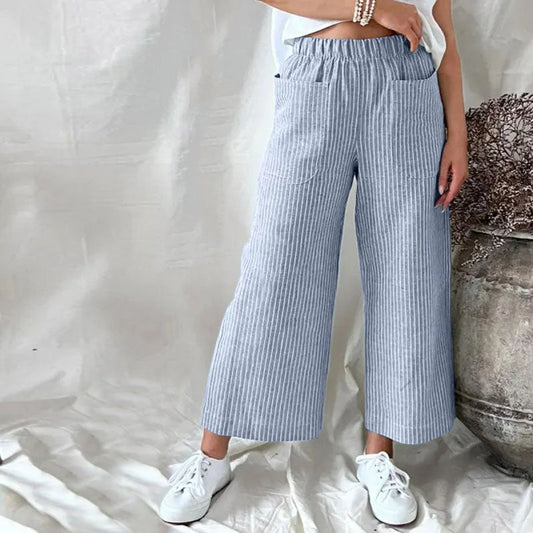 【Coton Et Lin】Lässige gestreifte Hose