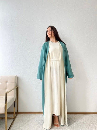 Zweifarbiger Satin-Kimono