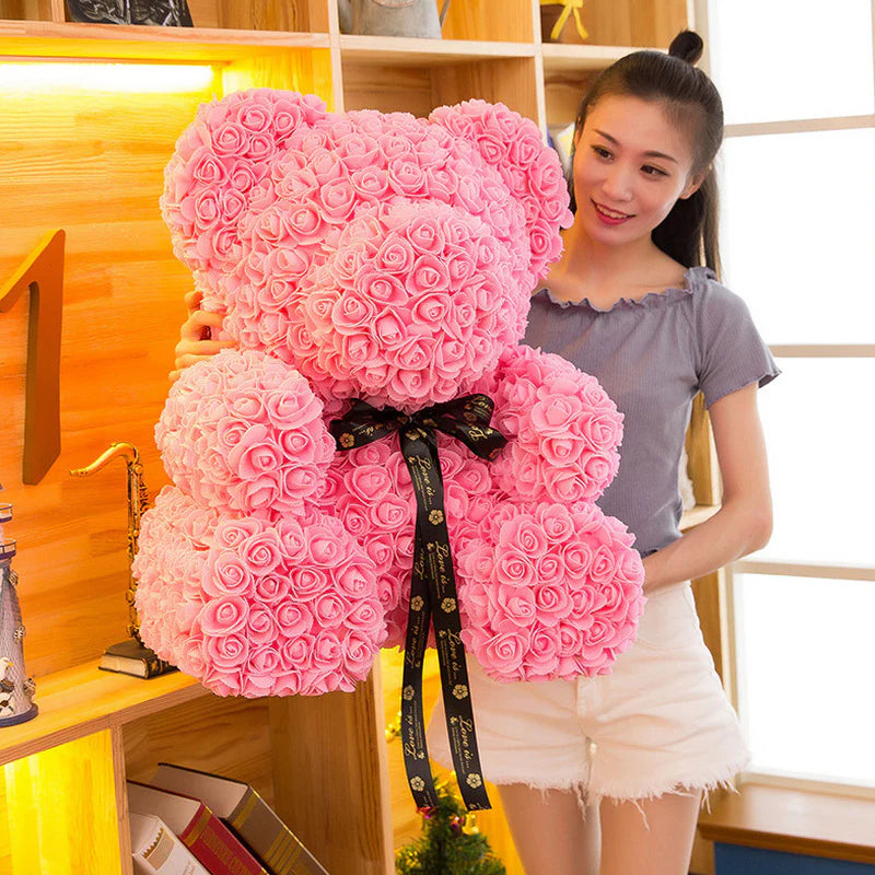 Urso de Rosas Teddy - 520 Rosas + BRINDE (CAIXA DE LUZES)