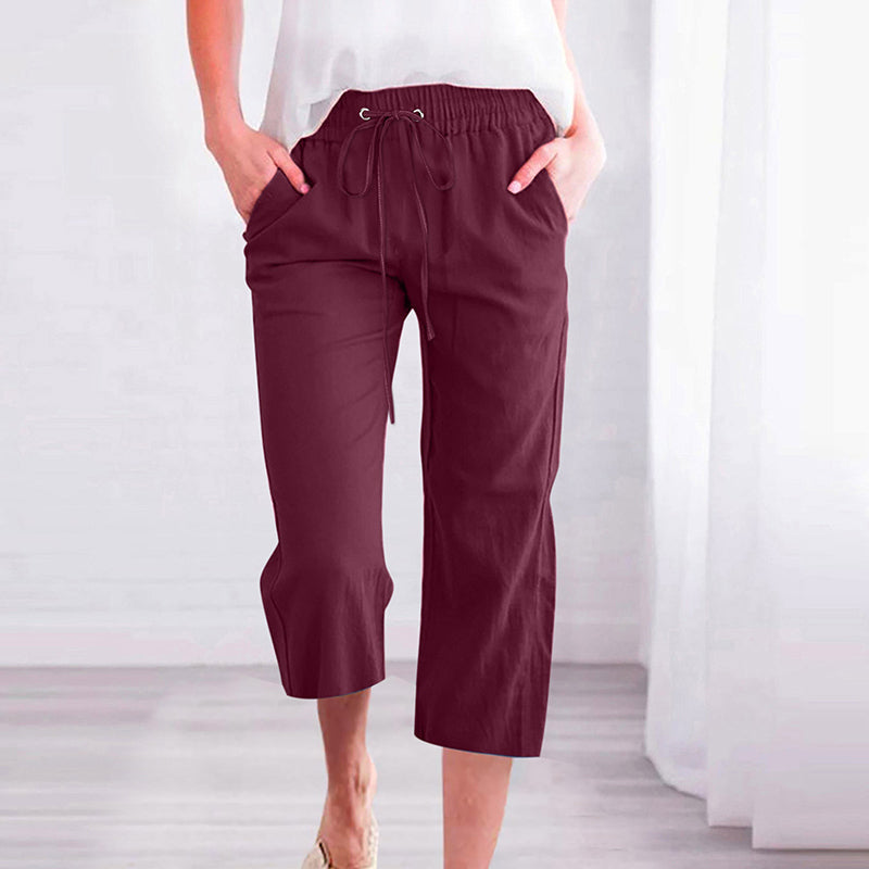 【Coton Et Lin】Unifarbene Freizeit-Hose