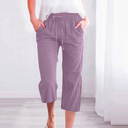 【Coton Et Lin】Unifarbene Freizeit-Hose